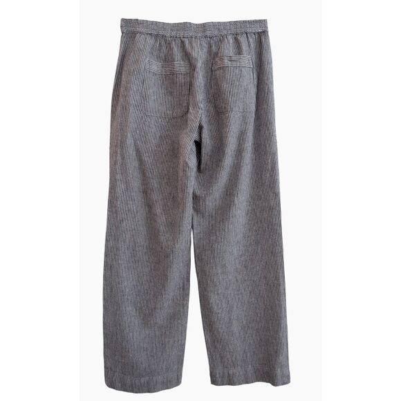 Talbots Pants Linen Blend Gray & White Ticking Striped Wide Leg Ankle 4 NEW - Picture 3 of 6